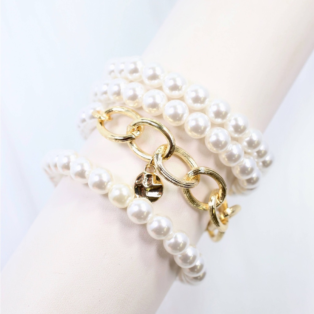 Caroline Hill Marysville Pearl Link And Bead Bracelet Set